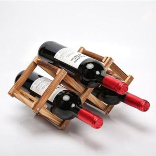 Double small European solid wood light luxury high-end red wine rack ornaments wine cabinet decorations creative red wine rack holder display shelf home carbonized color 3 bottles