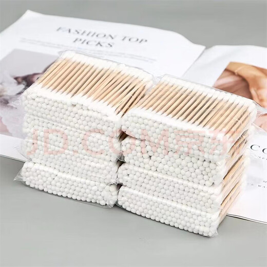 Double-ended cotton swabs, wooden swabs, sanitary tampons, makeup ear removal, disposable bamboo swabs, household 100-pack cotton swabs, cotton swabs, 5 packs, about 500 pcs