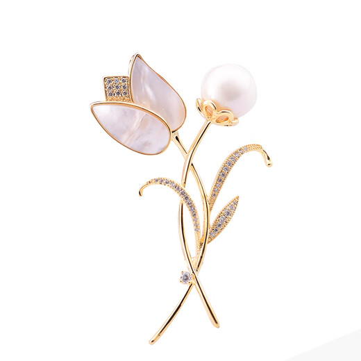 SNQP Swarovski craft high-end brooch tulip women's pearl crystal corsage temperament flower gift gold