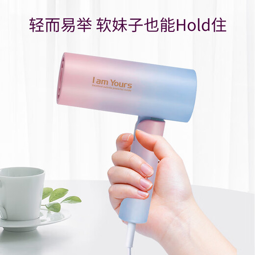 Yongri Home Hair Dryer Hair Care Quick-drying Low Power Student Dormitory Fashion Constant Temperature Hot and Cold Air Business Travel Foldable Portable Hair Dryer Aurora Powder