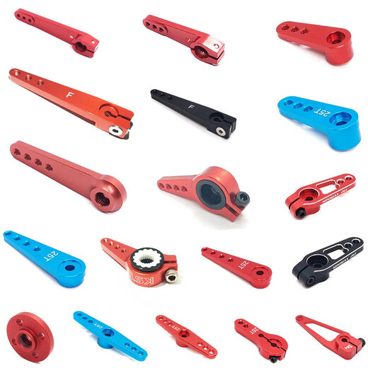 Ouhuayuan all-metal 25T standard steering gear metal arm rocker arm metal plate compatible with FUTABA KST GDW Huisheng MG995 25T-6mm one-word arm 47mm/red thread m3