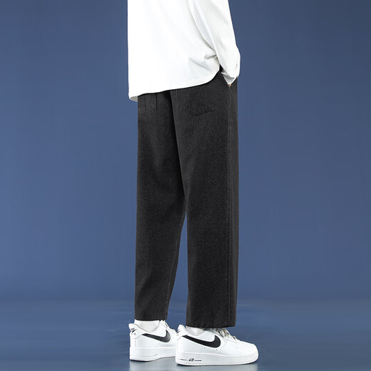 Foss Phil高街九分牛仔裤男士夏季薄款透气美式潮流直筒宽松运动休闲裤子 潮牌718-K830黑色 S 【推荐90-110斤】