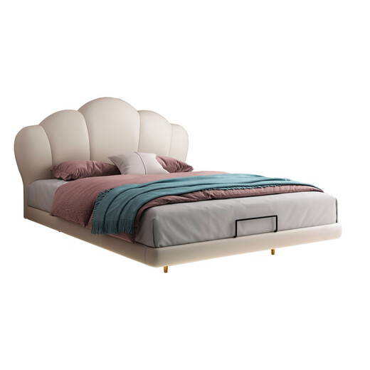 De RUCCI Children's Bed Suspended Bed Solid Wood Silicone Soft Cover Girls Princess Bed Teenage Boys Bed White 1.5*2 Meters