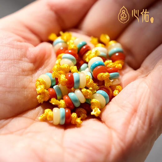 Xinyou Traffic Light Southern Red Beeswax Turquoise Spacer Passion Seed Star and Moon Bodhi Bracelet Separator Beads and Toy Bead Accessories Rounded Classic Traffic Light Spacer 5mm (Beeswax + Turquoise + Nanhong)
