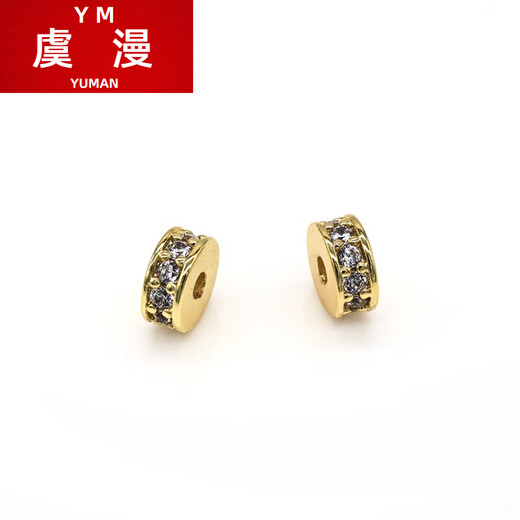 Yuman 18k gold-filled inlaid with colored diamonds straight-cut spacer spacer loose beads star and moon play bracelet bracelet beaded diy jewelry accessories 6mm yellow gold white diamond