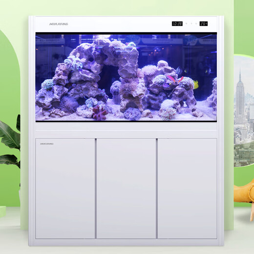 Fujian Jiang (minjiang) fish tank, aquarium, screen, living room, ecological landscaping, no need to change water, goldfish tank, ornamental arowana tank, turtle tank, aquatic plant tank, elegant white (fish farming gift pack + upgraded filtration) length 60*width 30*height 135 (fish tank+cabinet)