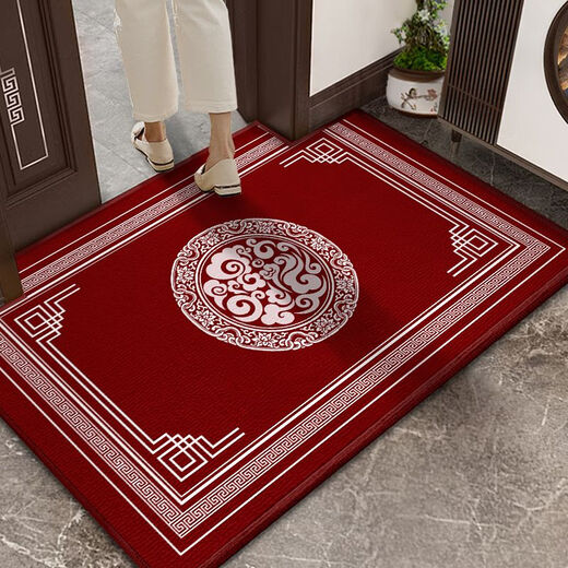Shansui Chinese-style entrance door floor mat red door mat door carpet door mat stain-resistant anti-slip can be cut festive home Chinese pattern-Xiang 50X80cm