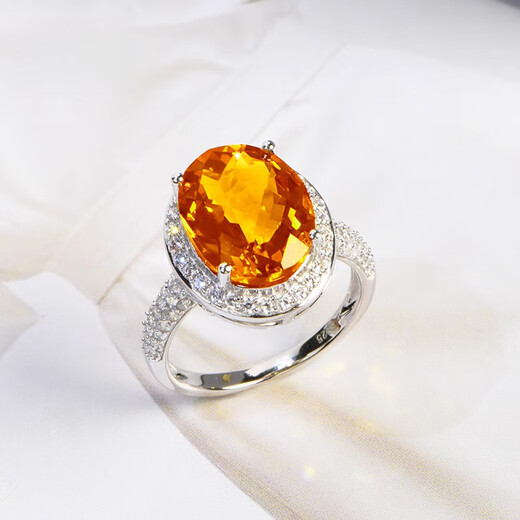 Fat Donglai's same citrine ring for women, rare golden orange, Princess Diana's style, colorful gemstone, 5 carats, free certificate, 3 carat natural citrine ring, Princess Diana's style