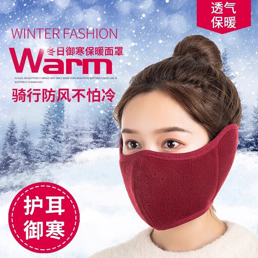 Rindu防风耳罩保暖秋冬季男女通用户外骑行运动防风防寒面罩护脸护耳朵 二合一护耳口罩（黑色） 【升级双重保暖款】