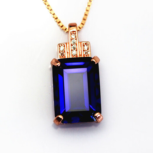 Anmi Love Double Yingxi rectangular tanzanite sapphire pendant necklace women's accessories jewelry color treasure 925 silver plated white gold main stone 12X16mm with chain