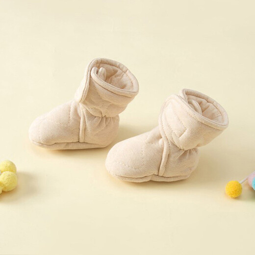 Baby shoes and socks for going out, non-falling shoes, newborn soft-soled foot covers, anti-falling cotton shoes, baby warm socks, thick pure cotton socks, autumn and winter, 1 pair, 6-24 months, foot length 11-13cm