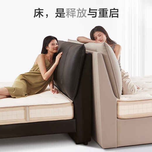 Jingjing Tokyo-made home bedside table, modern light luxury style leather art wrapped large capacity double drawer storage cabinet, bedroom storage cabinet, white