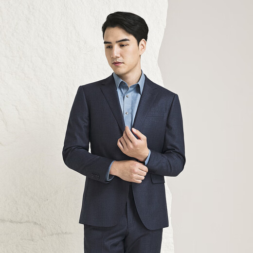 雅戈尔（YOUNGOR）西服男218款商务套西上衣羊毛面料抗皱挺括商场同款 灰蓝 L 175/100A