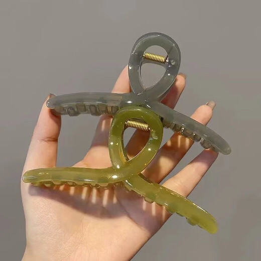 Give your girlfriend a value-for-money multi-piece set of hair clips, acrylic hair ties, high ponytail, camellia heart hair accessories, 2-piece set, 13cm coffee + gray /