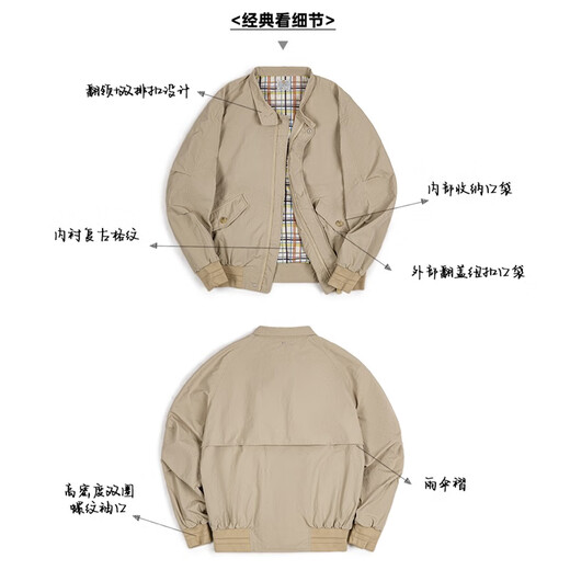 Madden Workwear American Retro Harrington G9 Stand Collar Jacket Men's Autumn Light Outdoor Ami Khaki Men's Casual Jacket Light Khaki (Loose Fit) M