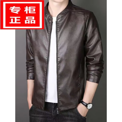 NVWNK高档品牌海宁真皮皮衣男修身立领绵羊皮外套休闲大码皮夹克加绒 黑色 2XL 140-155斤