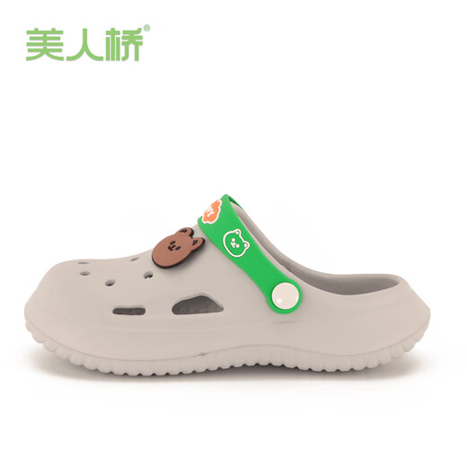 Beauty Bridge Cave Shoes Parent-Child Summer Indoor Slippers Soft Sole Boy and Girls Cute Cartoon Children's Sandals Children Light Gray 34