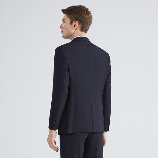 Qipai Contains Wool Qipai Easy-to-Wear Suit Suit Men's Business Gentleman Herringbone Pattern Suit Two-piece Navy Blue 52 B