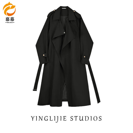 Mumu black windbreaker jacket men's British style mid-length 2025 autumn and winter new small casual cotton coat men 051 black long 2XL recommended 140Jin Jin equals 0.5kg -160Jin Jin equals 0.5kg