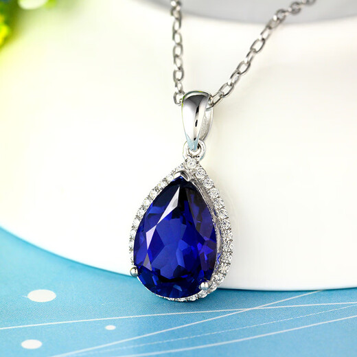 Menbin sapphire pendant 925 silver plated 18K gold tanzanite color gemstone drop-shaped color gemstone necklace pendant for women without chain