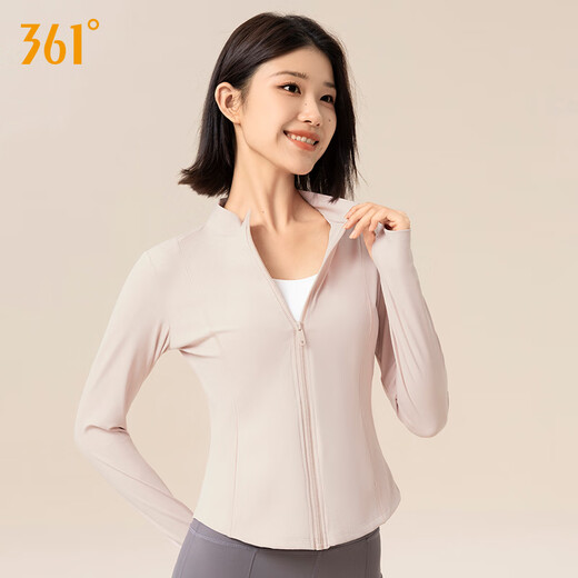 361 Fitness Sportswear Women's Long Sleeve T-Shirt Jacket Sports Top Pilates Training Running Outdoor Yoga Wear Soft Mist Powder L