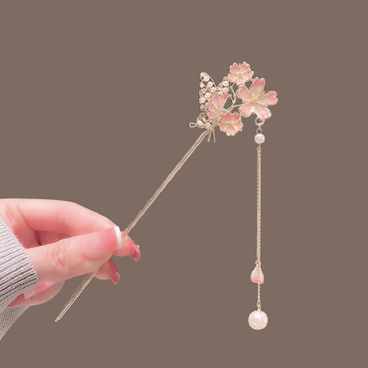Su Shiliu antique flower hair accessories cherry blossom hairpin girl birthday gift high-end Hanfu cheongsam hairpin hairpin girlfriend small fresh enamel flower hairpin