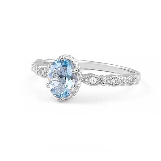 Fat Donglai's same aquamarine ring Arcoiris pure stone S925 silver crown original design with sweet and elegant temperament No. 10