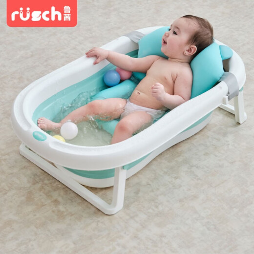 German Rusch/rusch baby folding bathtub baby bathtub baby bathtub foldable newborn baby bathtub multi-functional bathtub that can sit and lie down thickened bath mat [not including bathtub]