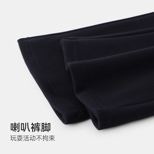 YEEHOO girls' bell bottoms children's pants medium and large children's trousers casual thickened fleece leggings winter black 140