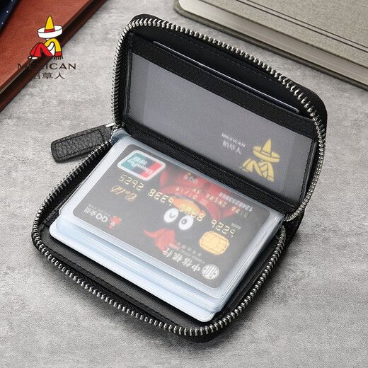Scarecrow Card Bag Men's Business Card Holder Multi-Slot Bank Card Driving Large Capacity Document Bag 2025 New Black-E Style