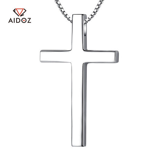 Aido Diamond Platinum Cross Pendant pt950 Platinum Glossy Men's and Women's Pendant Men's Customizable Large Pendant 9.4-9.6g + Delivery Leather Cord