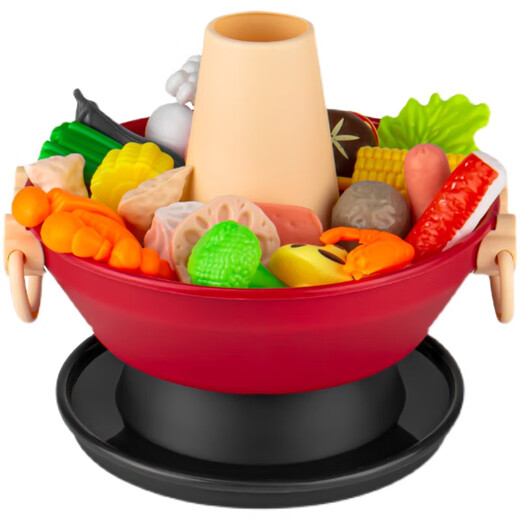 Suicai детский игровой домик, кухонная игрушка, вращающийся набор горячего горшка, ингредиенты для барбекю, небольшой горячий горшок, кухонная утварь, детская имитация, шампуры, игрушки для барбекю, набор из 27 предметов + плита