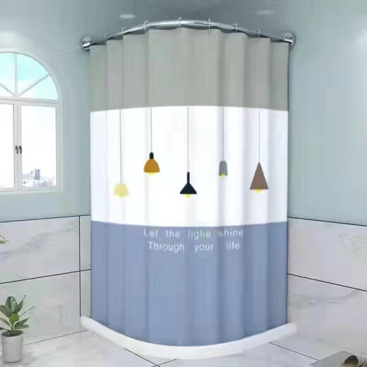 Magnetic shower curtain set without punching, bathroom water blocking, dry and wet separation, bathroom curved rod, shower partition, waterproof cloth, flower and bird deer [polyester fiber thickened fabric] [purchase curtain 180*200 each] without rod