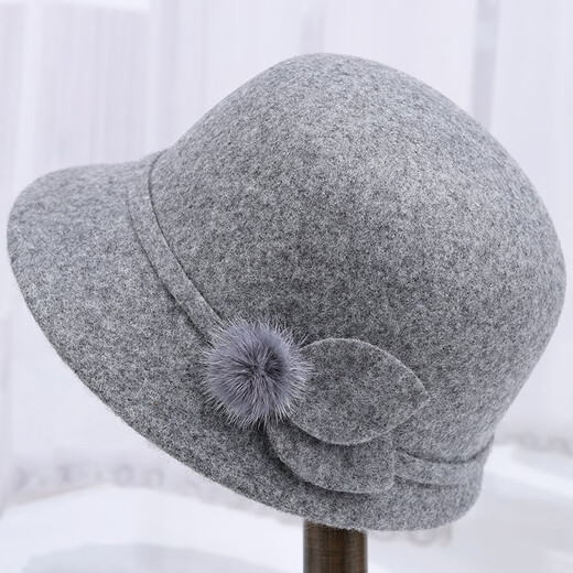 Yaoxin autumn and winter middle-aged and elderly hats women's woolen hats for the elderly and mothers winter warm hats for grandmothers and old ladies hats gray one size