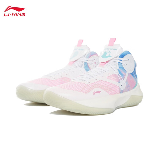 Li Ning Sonic 9 Team basketball shoes men's technology cushioning rebound soft sole contrasting color outfield basketball practical shoes sneakers Sonic 9 Team standard white/peach wood powder/pure blue 43