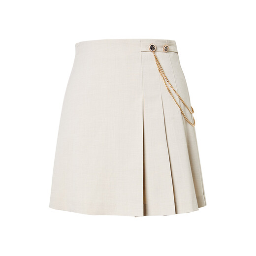 Enos Eshi shopping mall same style summer new chain decorated short skirt pleated skirt college style JK skirt for women 10513526 oatmeal color S