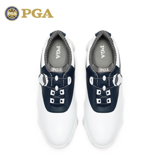 PGA golf shoes men's movable spikes waterproof shoes non-slip spikes knob telescopic shoelaces PGA301002-white dark blue 42