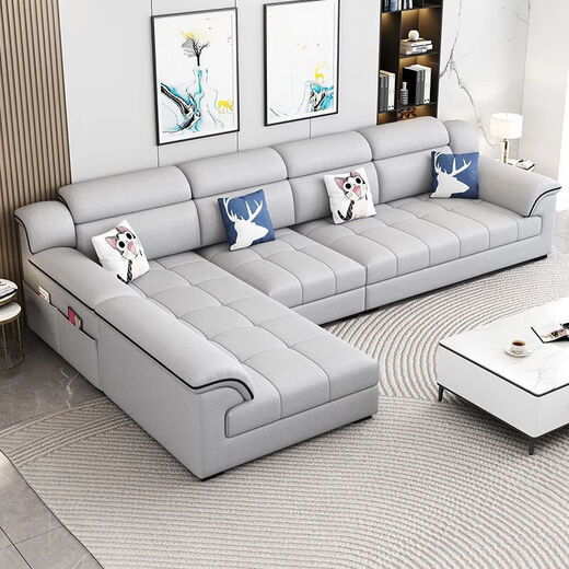 2025 new cotton and linen fabric sofa living room simple modern large and small apartment three-seat straight row cat claw leather sofa soft and comfortable cotton and linen sponge style 2.1m small apartment three-seat straight row