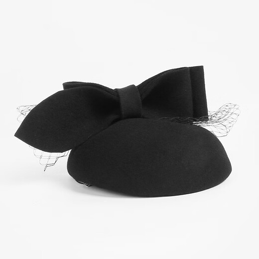 EE new fall and winter sweet and cute bow-shaped pure wool top hat, elegant and versatile woolen beret, black, one size fits all