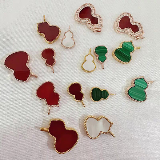 18K gold gourd pendant au750K gold color gold rose gold red agate pendant clavicle necklace birthday gift 18K gold rose gold (single pendant) medium gourd (red agate)