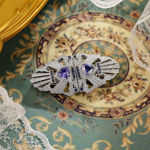 Ji Shizhe's flagship brand brooch, tanzanite gemstone brooch, high-end jewelry, women's multi-purpose corsage gift box, tanzanite gemstone brooch