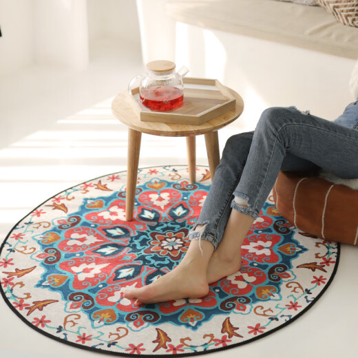 Liangmajia (LHorse) American style carpet round pastoral bedroom bedside Nordic living room coffee table mat home rocking chair high-end floor mat MZFYDT-01 diameter 100cm (crystal velvet)