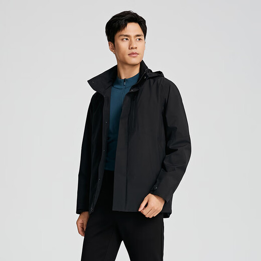 YOUNGOR single executive jacket men's hooded single jacket not easy to wrinkle, shape-proof, elastic and durable, same style as the mall, black YJJK435484ATA L 175/96A