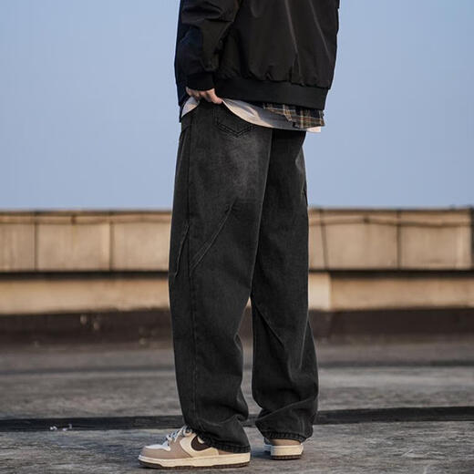 Mianzhi 2025 American High Street Straight Leg Wide Leg Jeans Men's Loose Autumn and Winter Casual Pants Men's Trend Retro Blue K892 Regular High Quality 32 L 105-120Jin Jin is equal to 0.5 kg