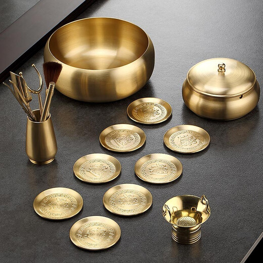 Jiutang Pure Brass Kung Fu Tea Set Accessories Tea Clips Tea Ceremony Spare Parts Set Tea Wash Large Tea Ceremony Six Gentlemen Tea Making Tools Pure Copper Tea Set Accessories Set