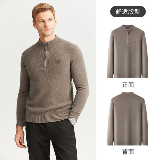 MONTAGUT Year of the Horse New Year Cardigan Men's Thickened Warm Half Turtleneck Sweater Casual Versatile Base Sweater Black Gray 3XL