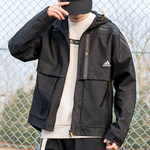 Adidas Men's Jacket 2024 Spring and Autumn Sportswear Hooded Fleece Jacket Warm Casual Top HE9904 Inner Mesh Lining 2XL