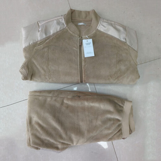 ITATOYES fleece jacket and trousers suit for men in cold areas, plus velvet and thickening for winter, new fleece jacket and trousers, warm and cold-proof cotton trousers, olive green velvet jacket and trousers 175/92-96