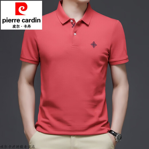 皮尔卡丹（pierre cardin）品牌高端轻奢纯棉短袖T恤男夏季百搭翻领上衣休闲刺绣POLO打底衫 深卡其 17084A 建议90-110斤
