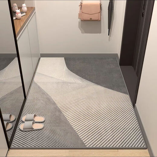 Feather pocket entrance door floor mat entrance floor mat entrance non-slip door mat household light luxury stain-resistant water-absorbent door mat TPR-01 80*100cm non-slip gray bottom-loop velvet